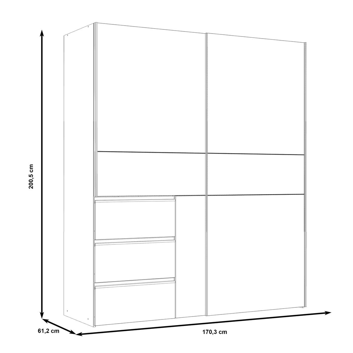 Omara Z Drsnimi Vrati Winn 2, Bela - bela/barve aluminija, Konvencionalno, kovina/leseni material (170/200/61cm) - Carryhome