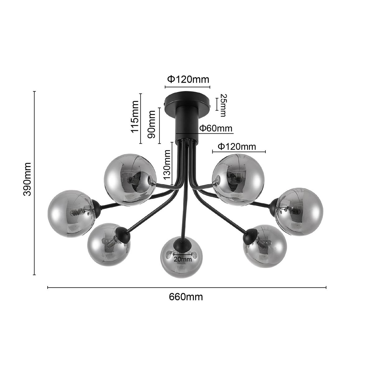 LAMPA SUFITOWA WIDNES - ciemnoszary, Design, metal/szkło (65/40cm) - Novel