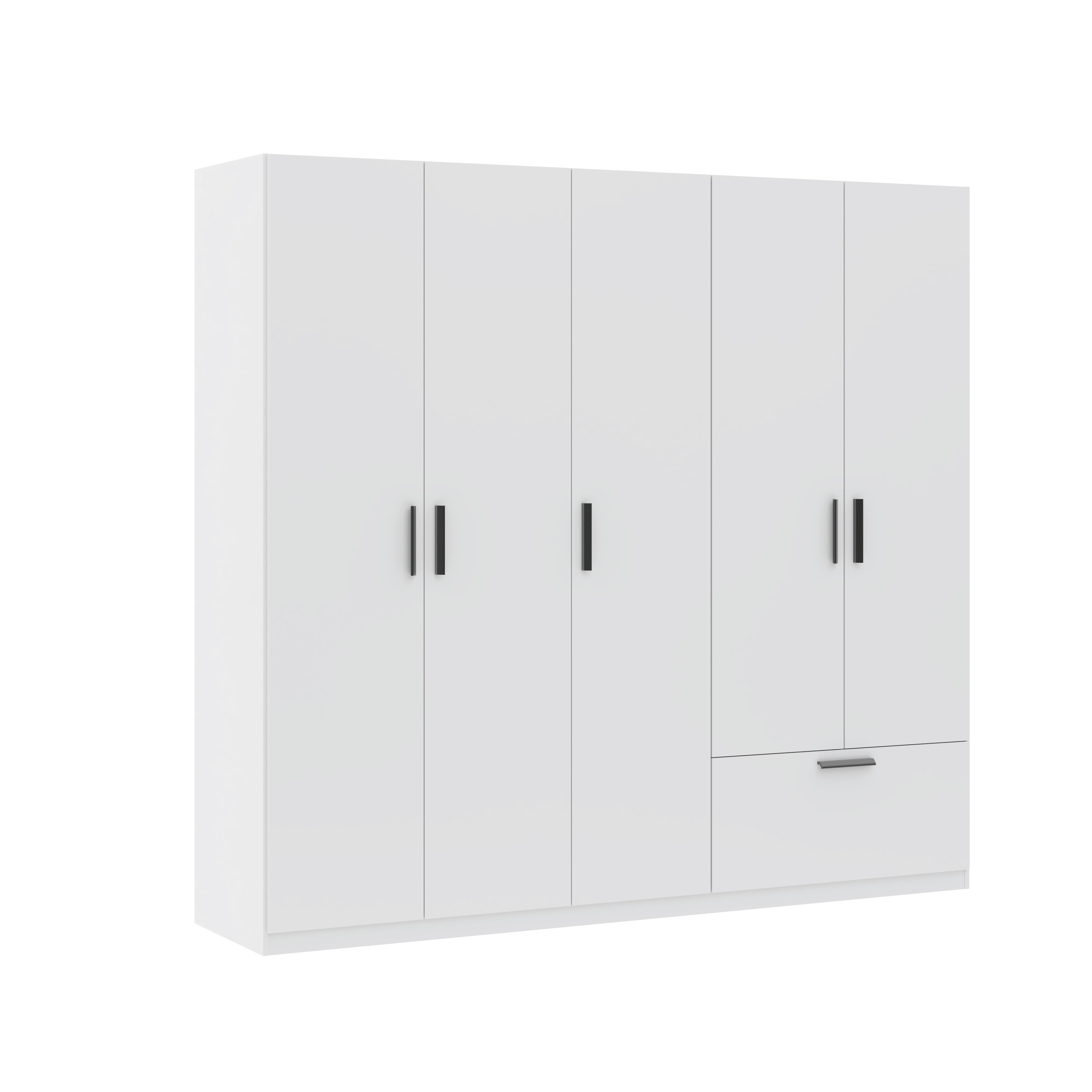 Drehtürenschrank Milos 5T1S Weiß - Schwarz/Weiß, MODERN, Holzwerkstoff/Kunststoff (225/210/54cm) - Mömax