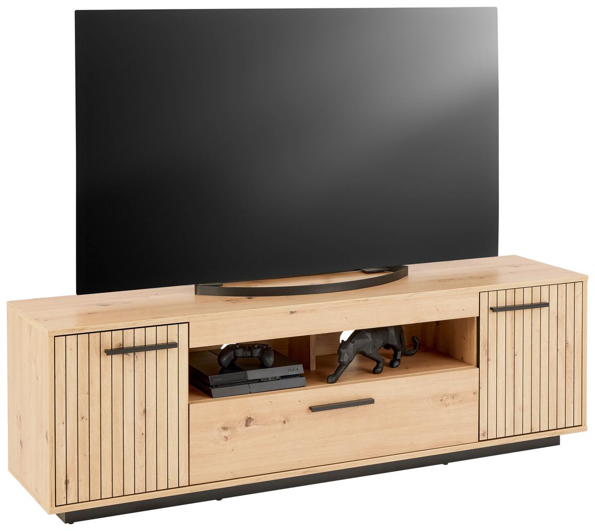 Tv Komoda Lukas - hrast Artisan/crna, Trend, drvni materijal/plastika (163,6/52,2/40,2cm) - Modern Living