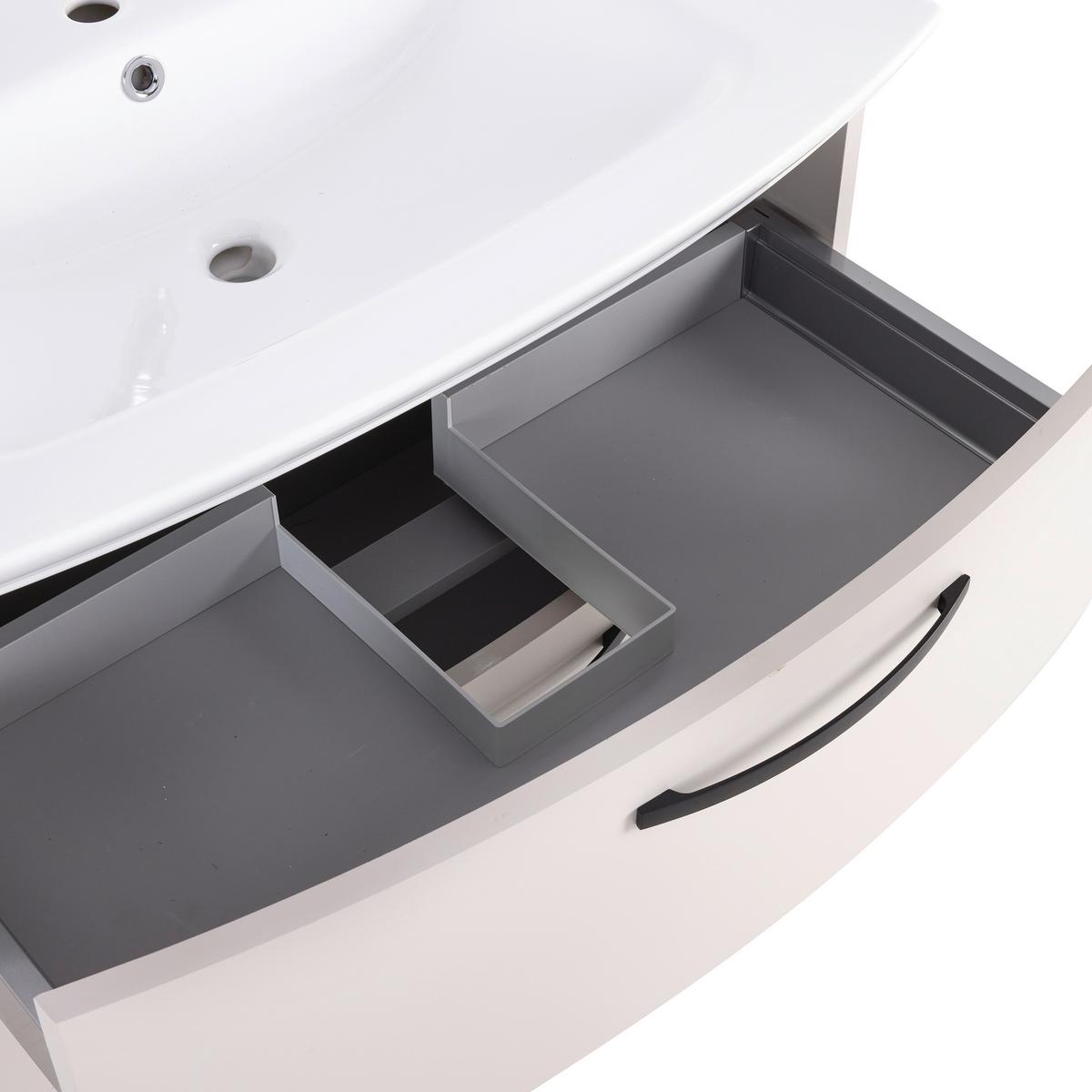 Waschtischkombi Florenz Kaschmirfarben - Schwarz/Weiß, MODERN, Keramik/Holzwerkstoff (90/60/45cm) - Mömax