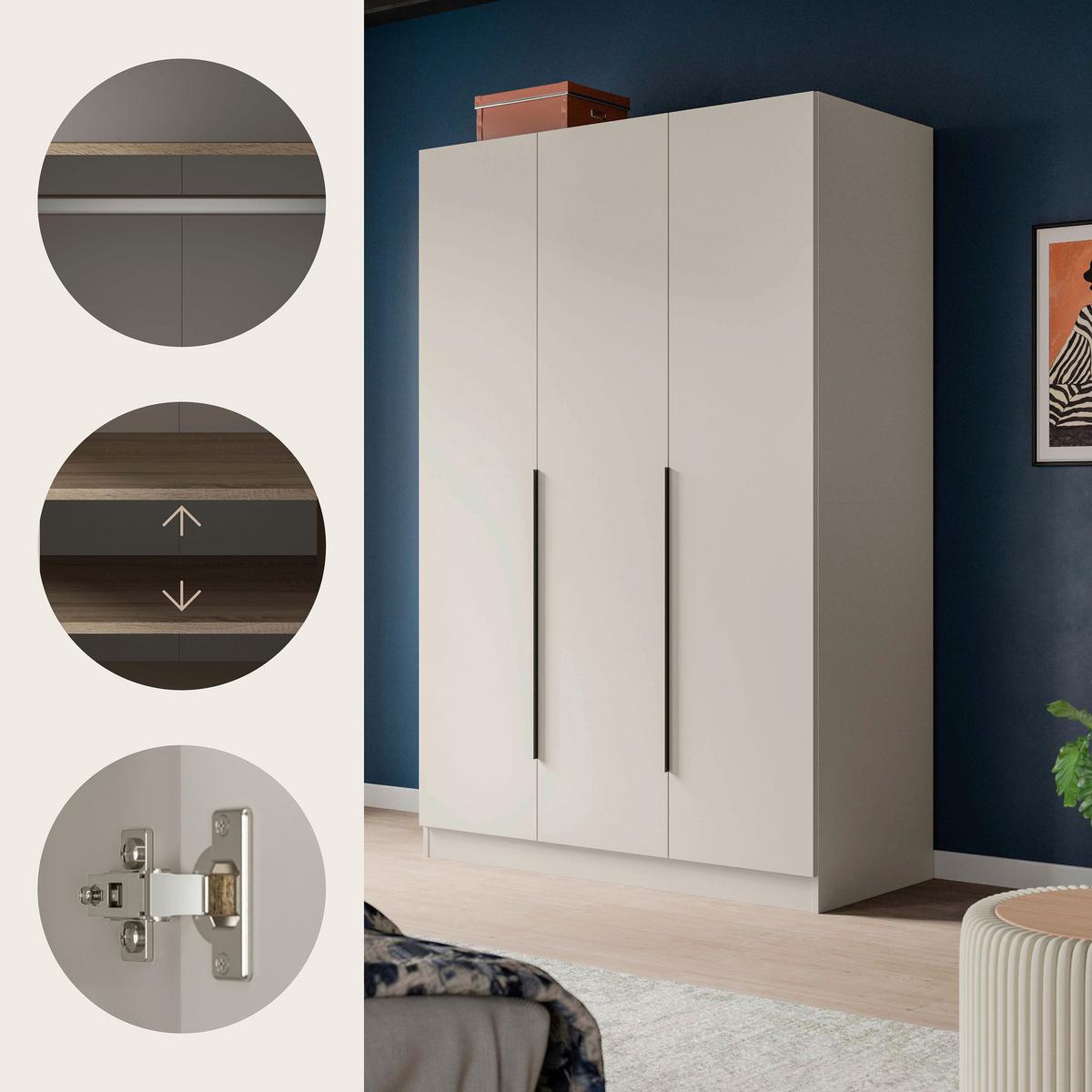 Drehtürenschrank KOPENHAGEN Kaschmir - Kaschmir/Schwarz, MODERN, Holzwerkstoff/Kunststoff (120/181/52cm) - Livetastic