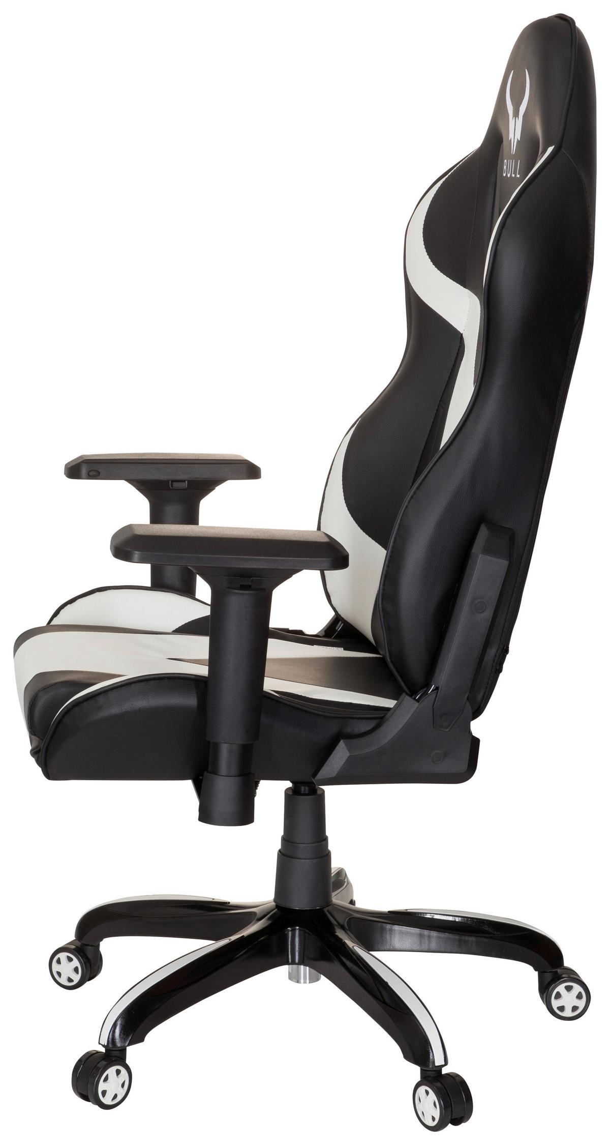 Gaming Stol Promoter I, Črna, Bela - črna/bela, Moderno, umetna masa/tekstil (74/133/67cm) - MID.YOU