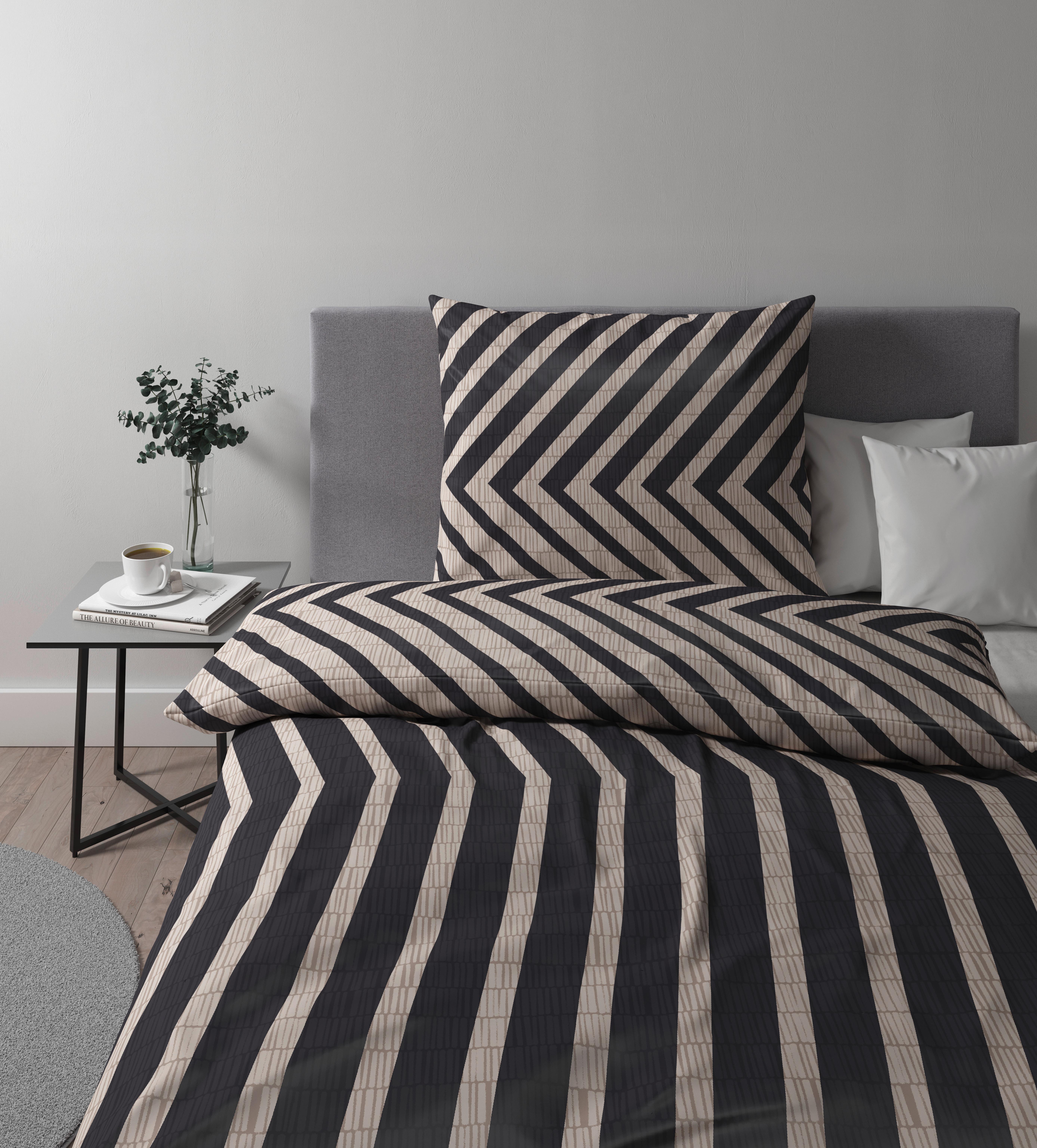 Posteljnina Karen - črna/bež, Moderno, tekstil (140/200cm) - Premium Living