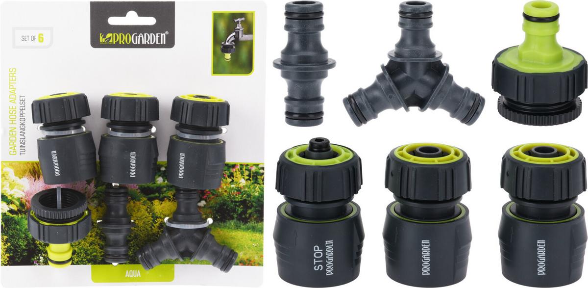 Tömlőcsatlakozó-készlet Progarden - szürke/zöld, műanyag