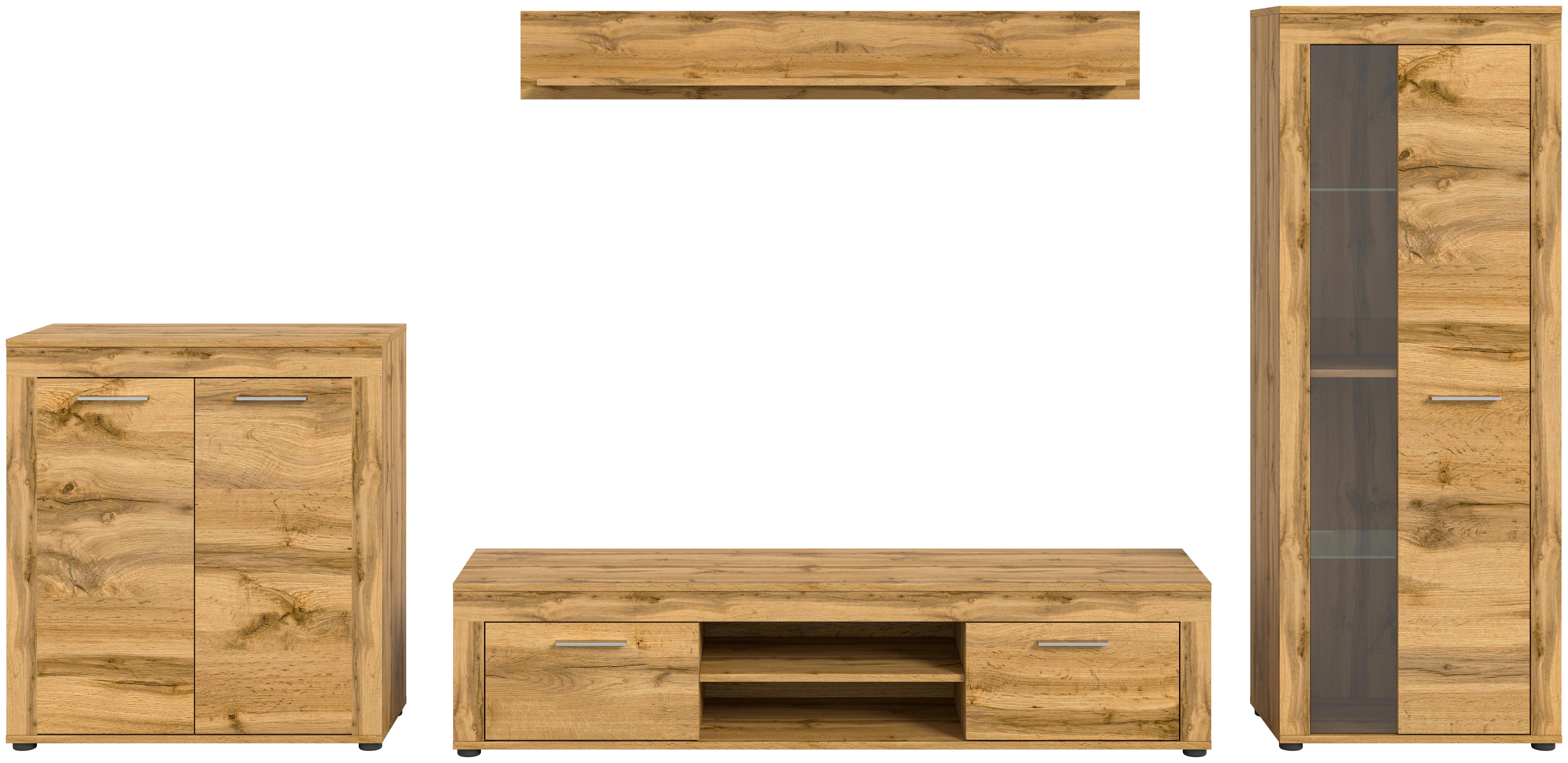 ANSAMBLU MOBILIER CAMERA DE Z JAM - stejar Wotan, Design, sticlă/material pe bază de lemn (330/159/35cm) - Modern Living