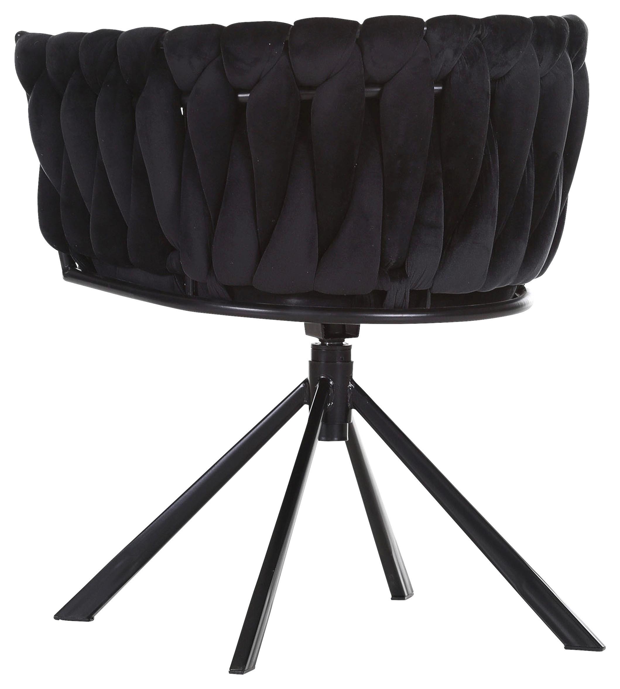 KRZESŁO Z PODŁOKIETNIKAMI WEAVY - czarny, Modern, metal/tkanina (60/78/55cm) - Livetastic