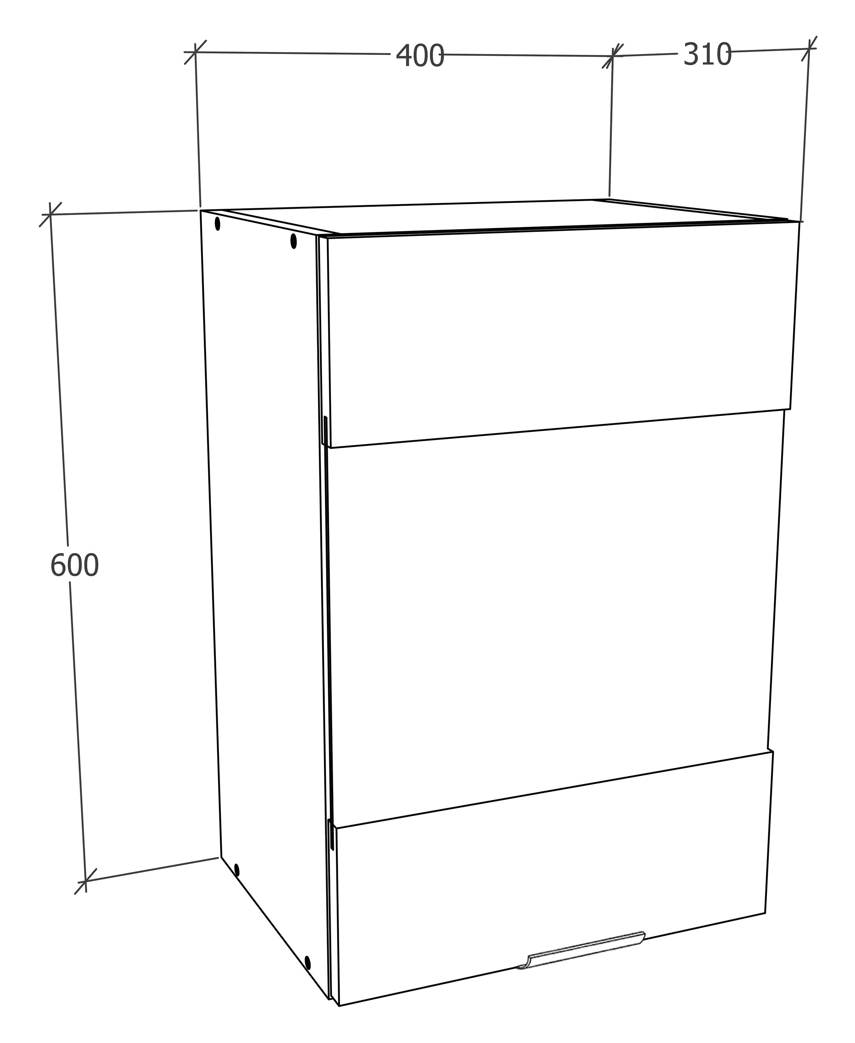 KÜCHENOBERSCHRANK FASOLA - Weiss/Anthrazit, Trend, Glas/Holzwerkstoff (40/60/31cm) - MID.YOU