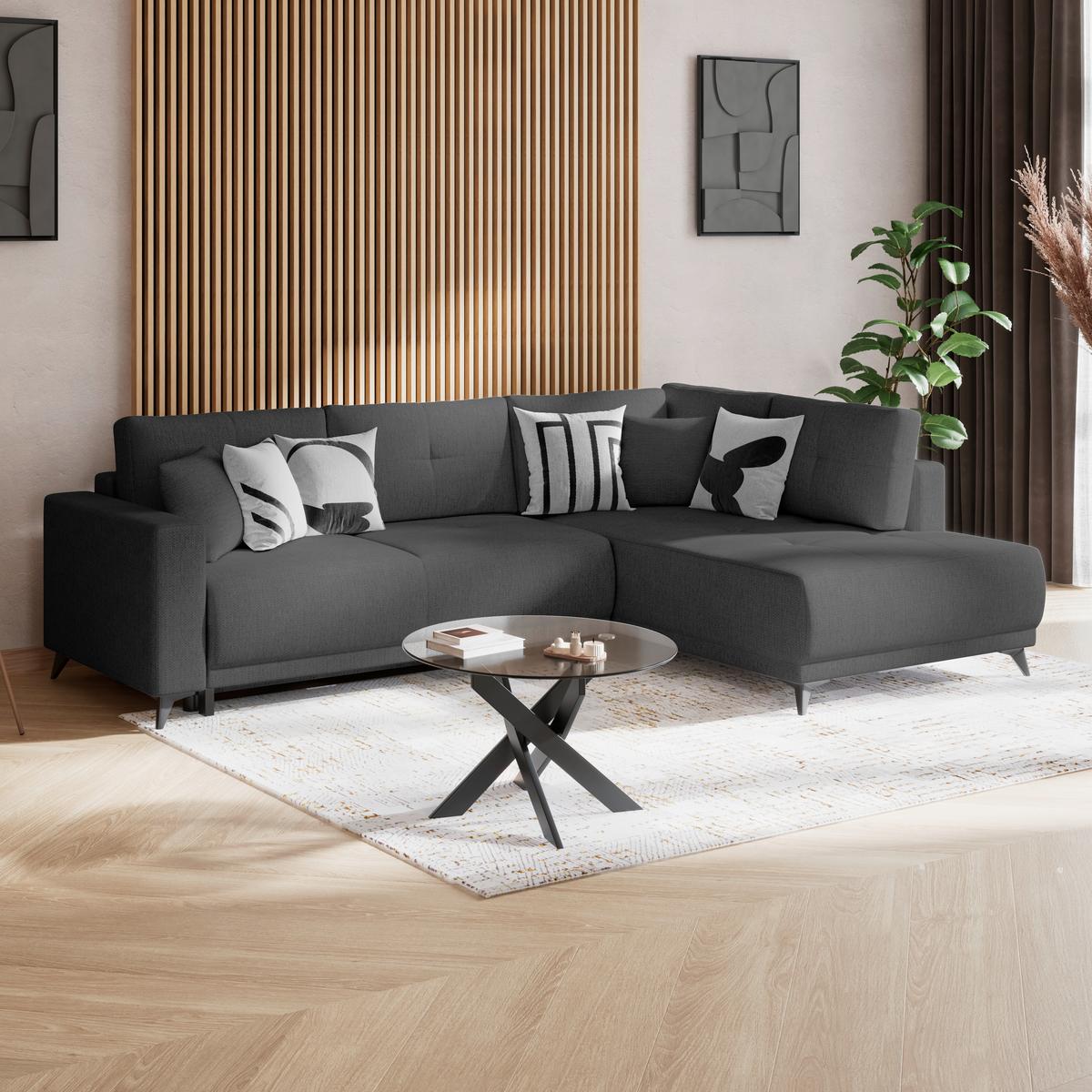 Kutna Garnitura Texas - sivo-smeđa/crna, Konvencionalno, drvo (259/203cm)