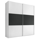 Schwebetürenschrank Includo B:188cm Weiß/ Vulkan Dekor - Anthrazit/Alufarben, MODERN, Glas/Holzwerkstoff (188/222cm) - Bessagi Home