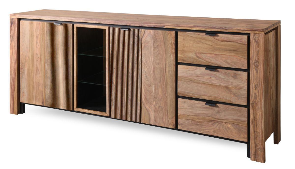 KOMODA BANDUNG - kolor naturalny/czarny, Modern, metal/drewno (200/85/40cm) - Livetastic