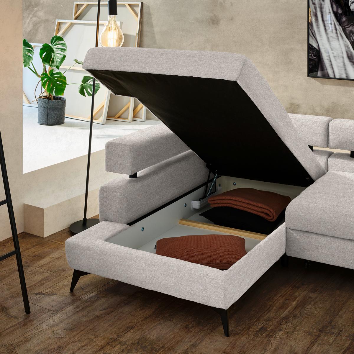 Kutna Garnituira Rosalie - bež/crna, Konvencionalno, tekstil/metal (184/265cm) - Modern Living