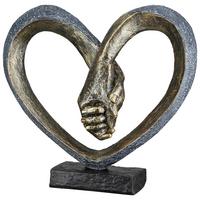 Skulptur Hand in Hand Grau/Bronzefarben - Bronzefarben/Grau, Basics, Kunststoff (26/24,5/10cm)