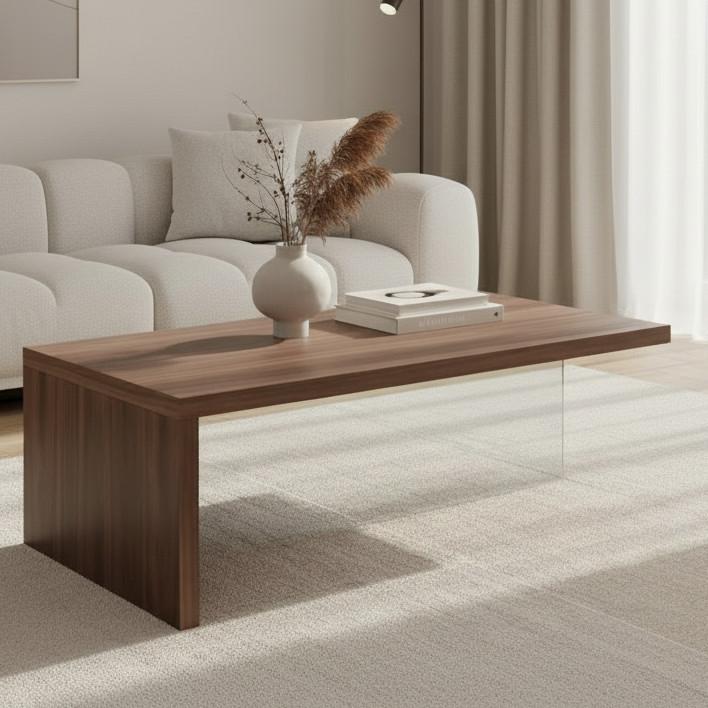 SOFFBORD NAYLA - klar/valnötsfärgad, Modern, trämaterial/trä (110/60/38cm) - Bessagi Home