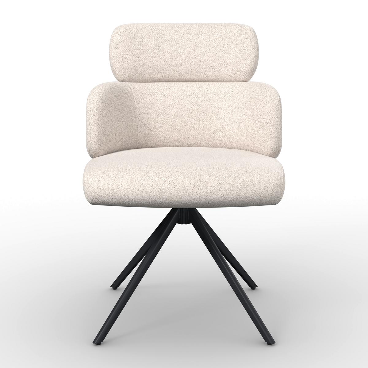 Karosszék Forgatható Karo - krémszínű/fekete, Modern, textil/fém (58/88/65cm) - Bessagi Home