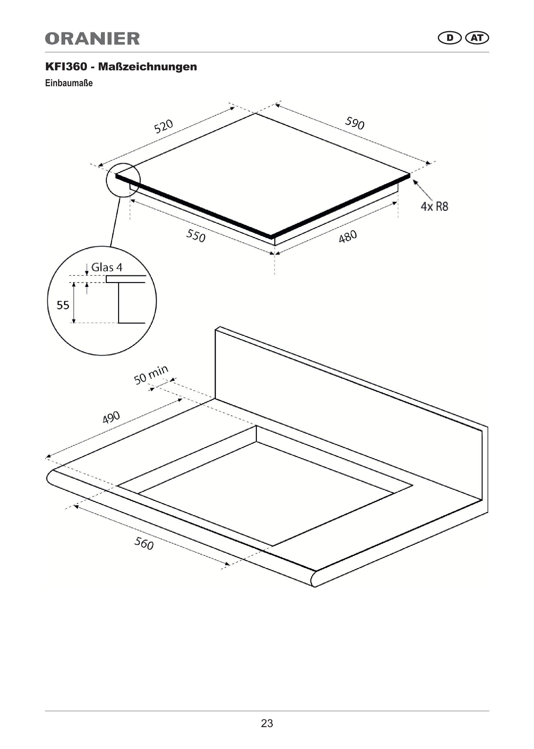 Induktionskochfeld KFI360 rahmenlos schwarz - Schwarz, KONVENTIONELL, Glas (59/55/52cm) - Oranier