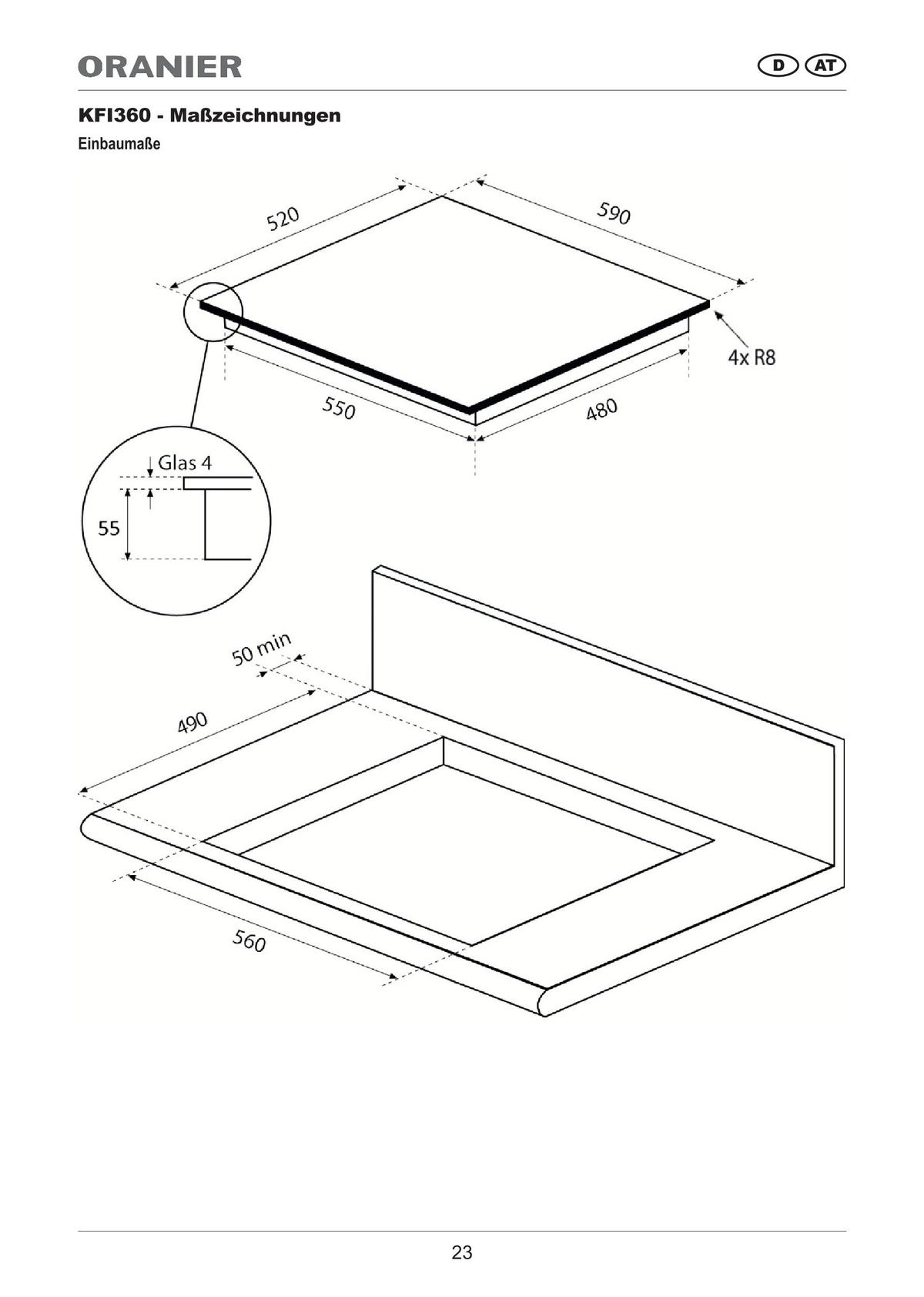 Induktionskochfeld KFI360 rahmenlos schwarz - Schwarz, KONVENTIONELL, Glas (59/55/52cm) - Oranier