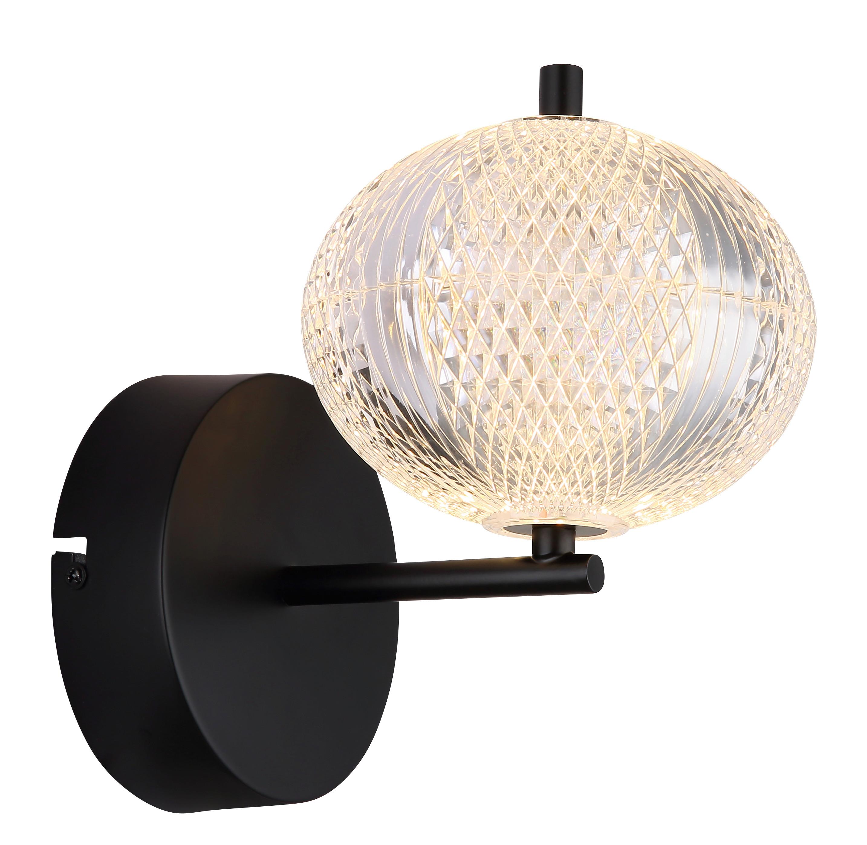 LED-Wandleuchte Aida Klar/Schwarz max. 7 Watt - Klar/Schwarz, KONVENTIONELL, Kunststoff/Metall (15/20,5/21,5cm) - Globo