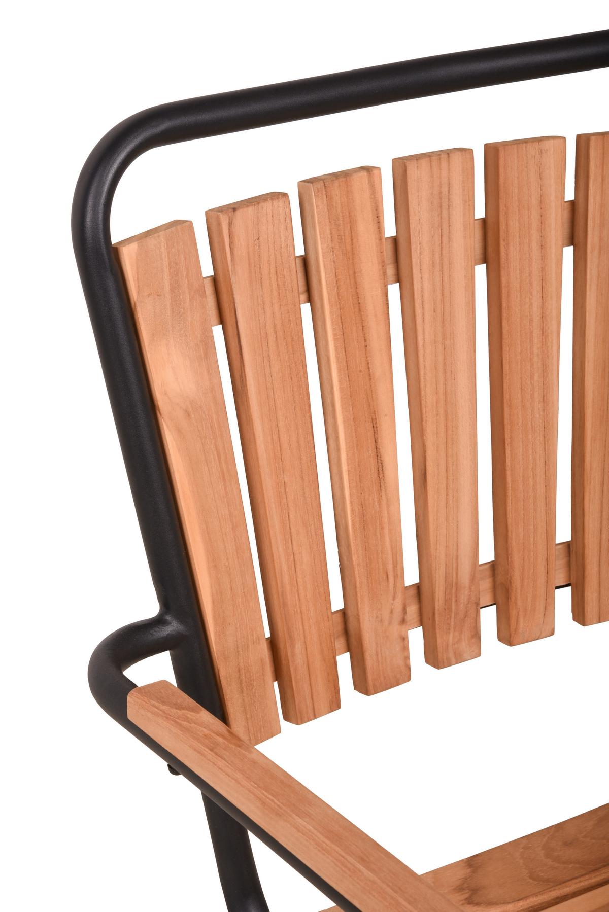 Gartenstuhl Covina Teak/Schwarz stapelbar - Schwarz/Braun, Basics, Holz/Metall (58/90/55cm) - Gardenson