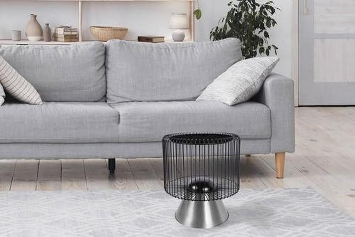 BEISTELLTISCH UOHXV-BLK - Silberfarben/Schwarz, Basics, Stein/Metall (51/51/56,5cm) - Kayoom