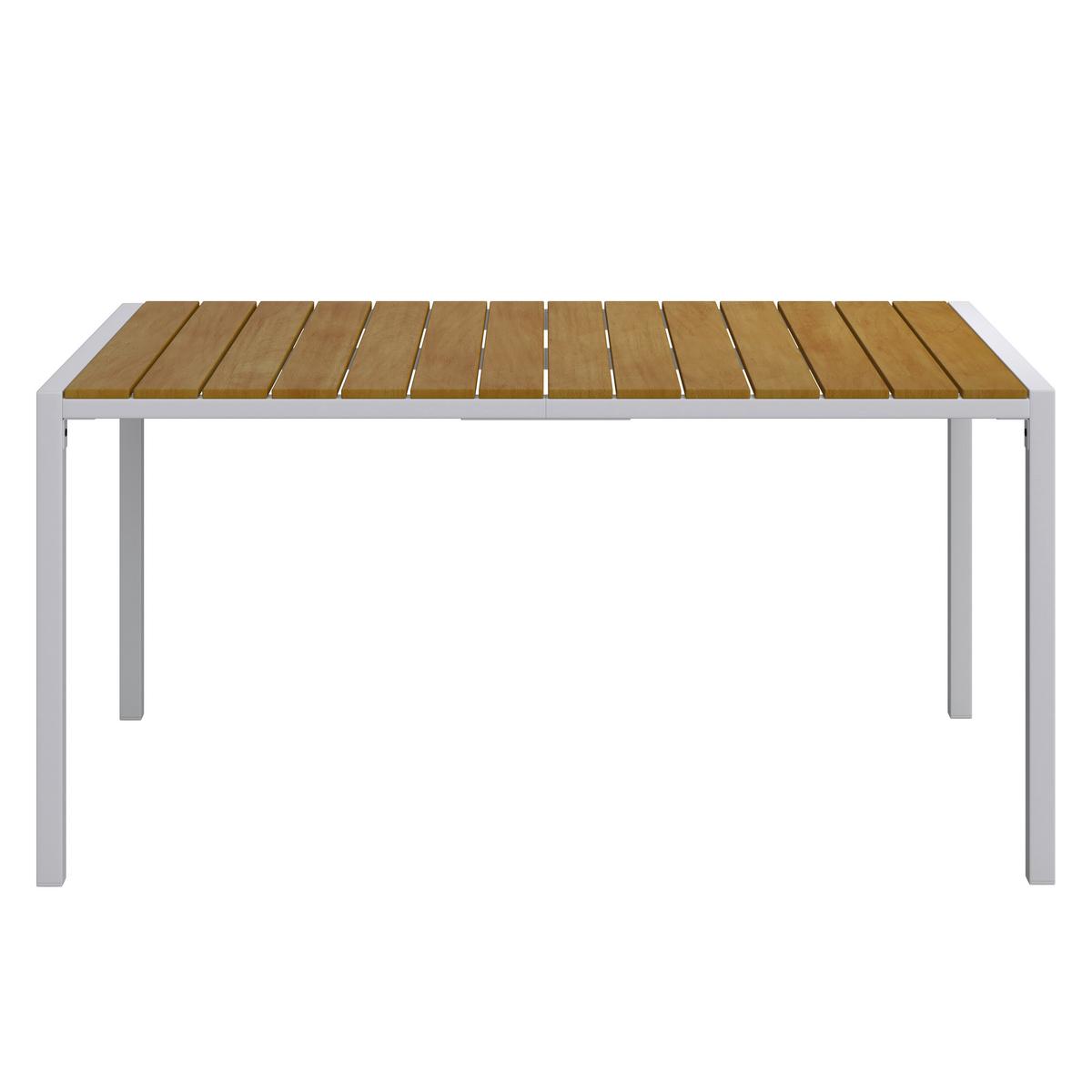 Gartengarnitur Carina Weiß/ Grau Metall/Polywood/Textilene - Dunkelgrau/Hellgrau, MODERN, Kunststoff/Textil (150/90/73cm) - Bessagi Garden