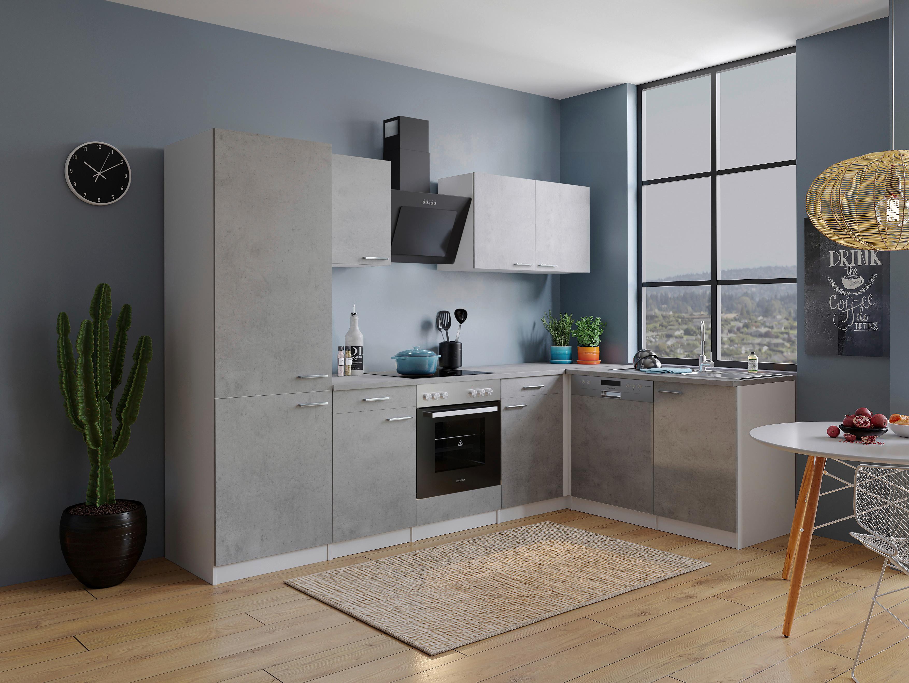 Kotna Kuhinja Z Aparati Malia, 280x172cm - barve nerjavečega jekla/siva, Basics, kovina/leseni material (280/172cm) - Respekta