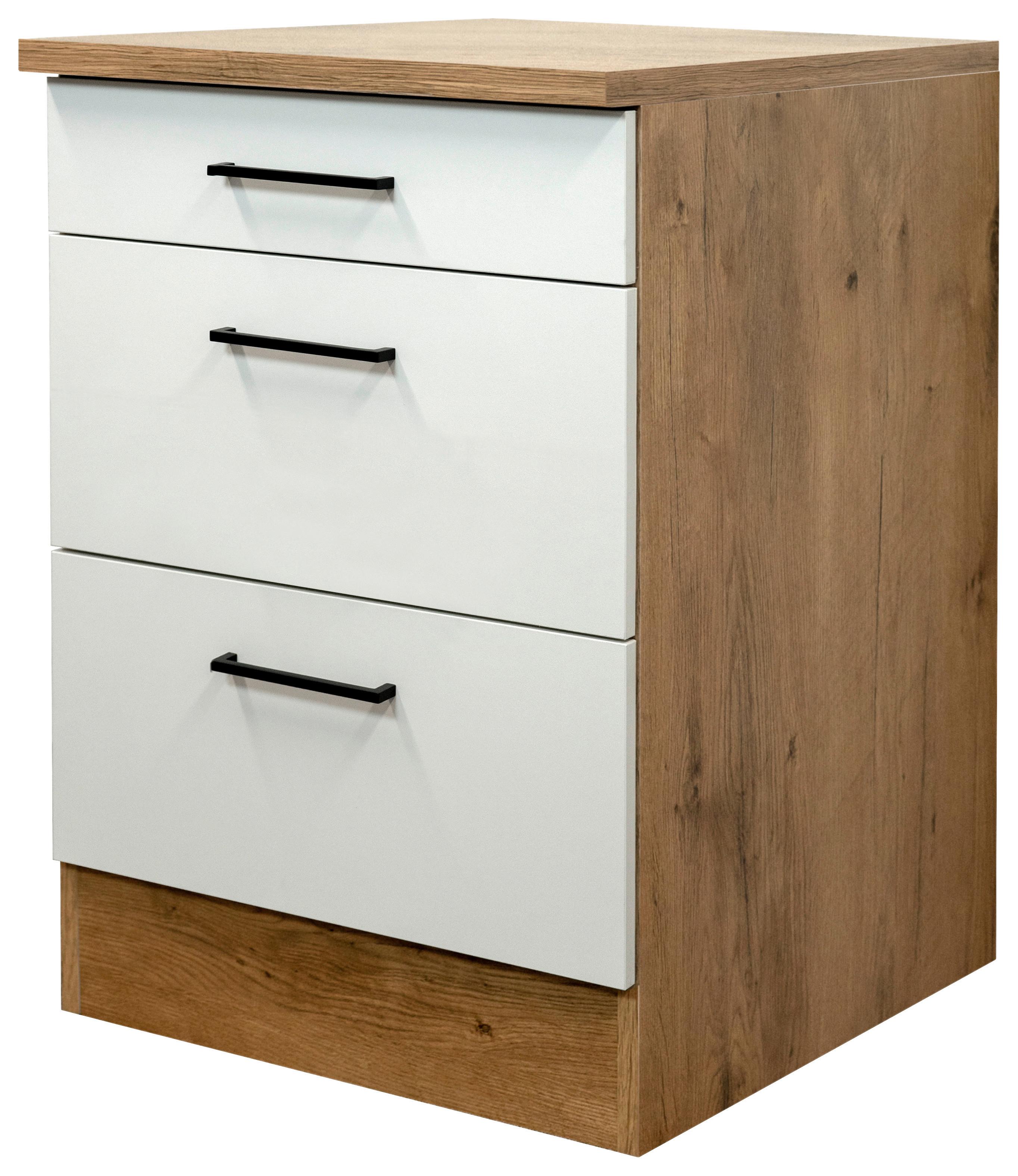 Spodnja Omarica S Predali Avila, Magnolija, Barva Hrasta - magnolija/črna, Konvencionalno, kovina/leseni material (60/85/60cm) - FlexWell