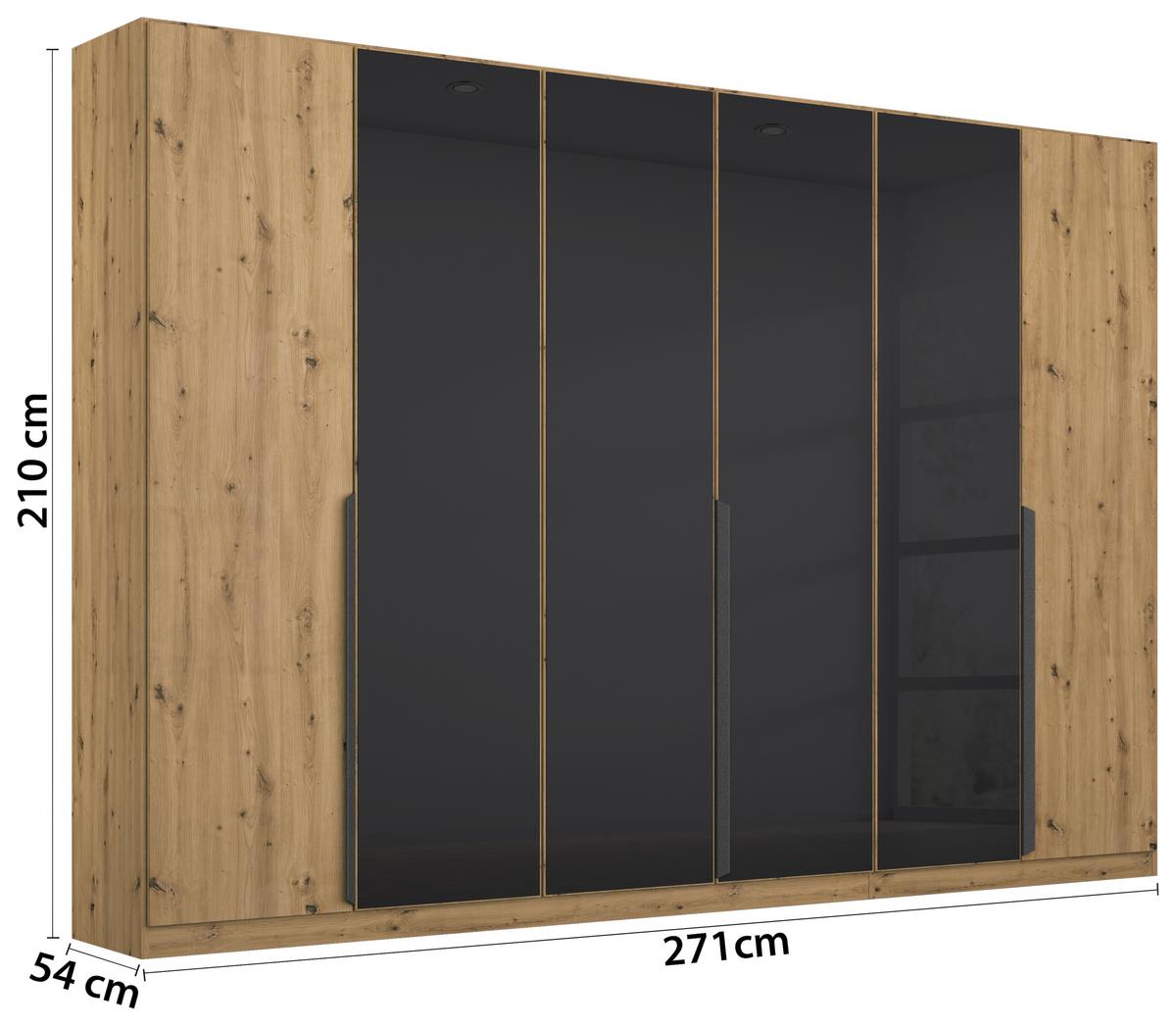 DULAP USI ROTATIVE ARTEMIS - stejar Artisan/antracit, Modern, sticlă/material pe bază de lemn (271/210/54cm) - Modern Living