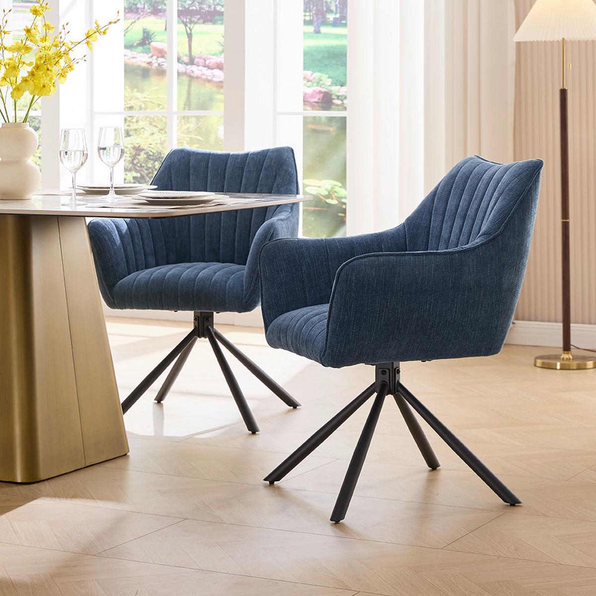 Armlehnstuhl Trient Blau - Blau/Schwarz, MODERN, Textil/Metall (63/88/62cm) - Premium Living