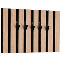 Schlüsselboard Grace Schwarz/Eiche inkl. 5 Haken - Schwarz, MODERN, Holzwerkstoff/Textil (31/20/2cm) - Mömax