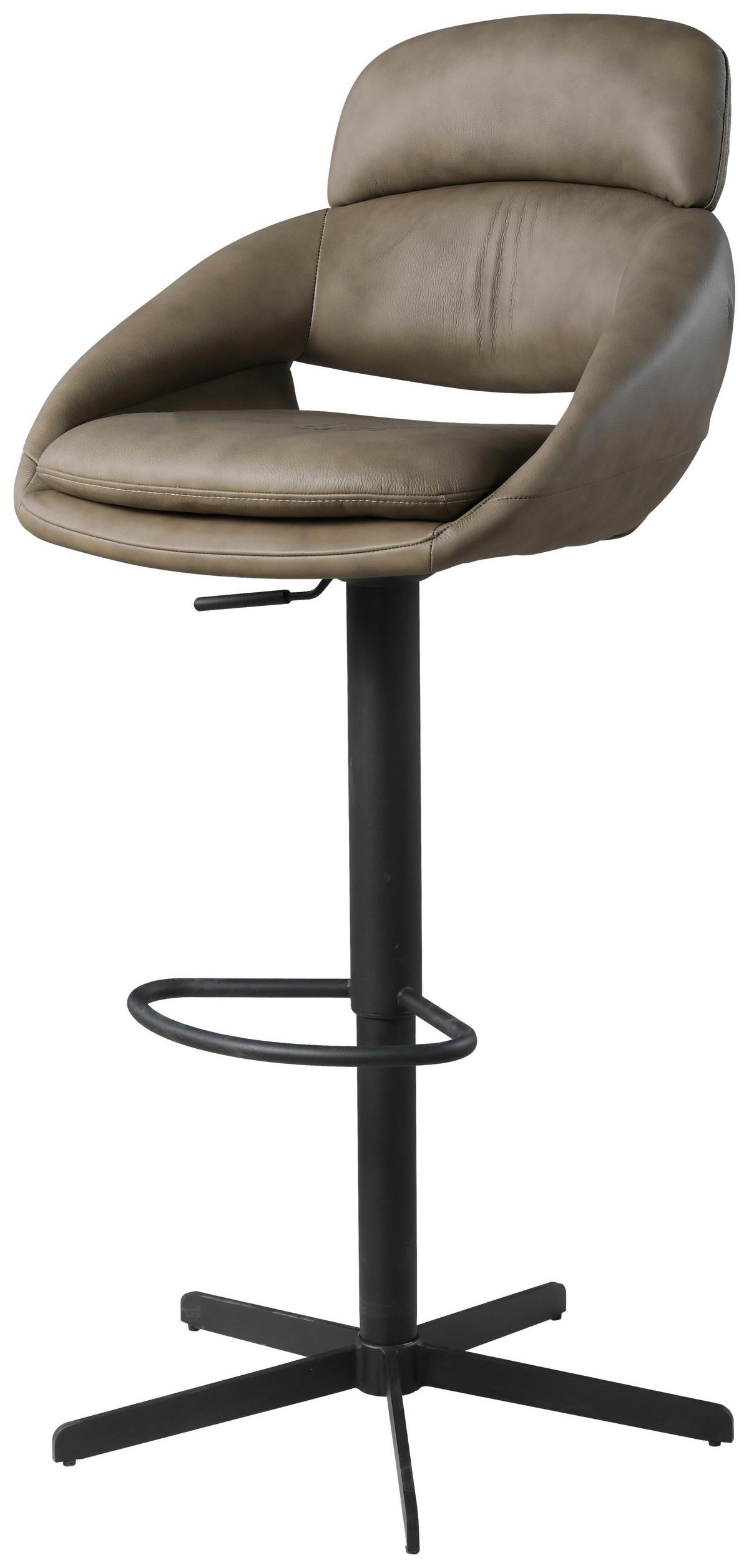 STOŁEK BAROWY VICTORIA - czarny/taupe, Design, skóra/metal (55/105/56cm) - Emilio Belluti