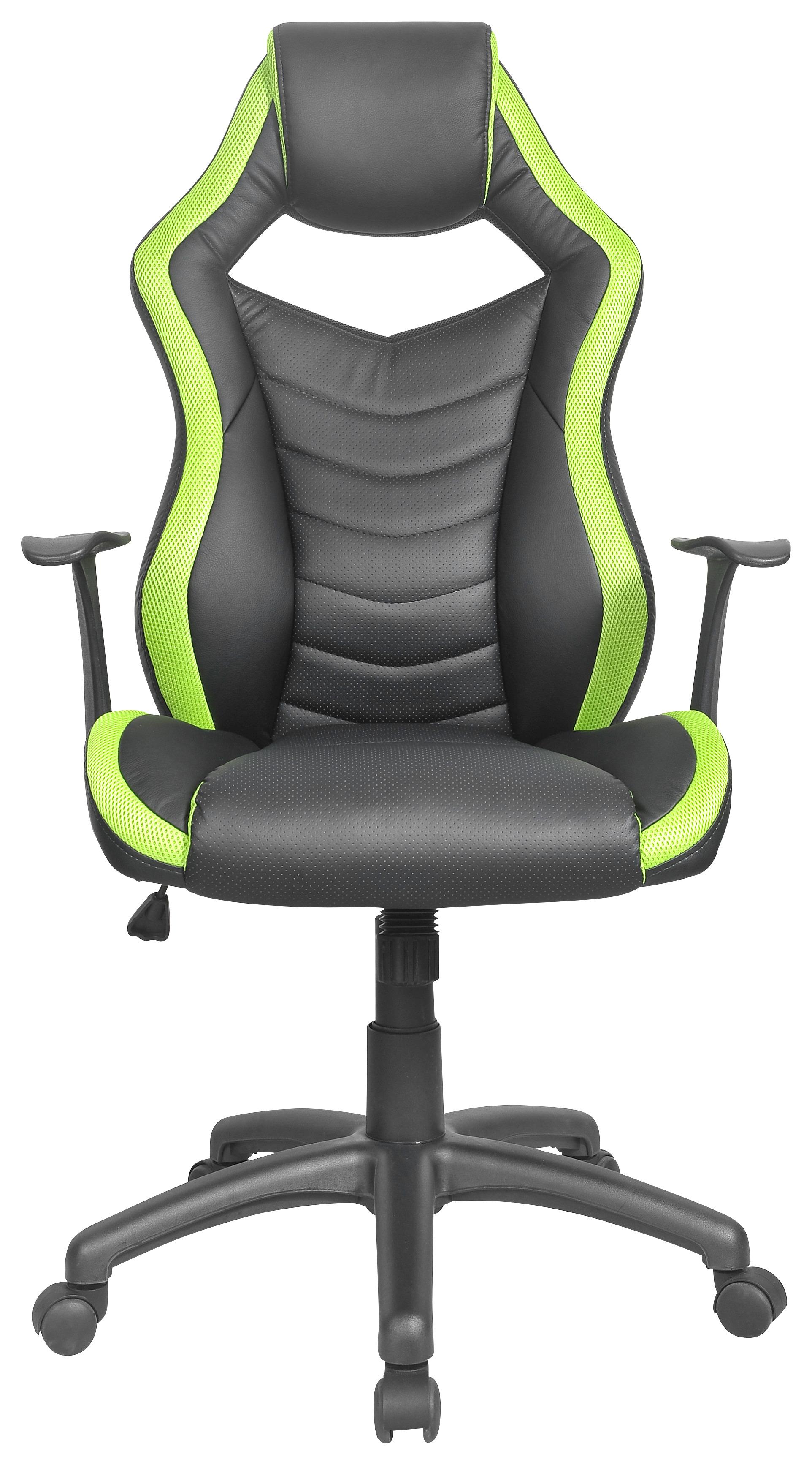 Pisarniški Stol Gonzales - črna/zelena, umetna masa/tekstil (62/112,5-122/68cm) - Modern Living