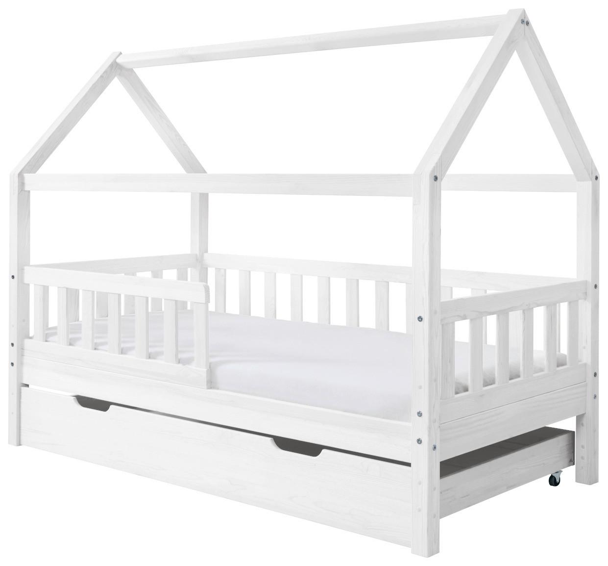 Hausbett Kay ca. 80x160 cm Weiß - Naturfarben/Weiß, MODERN, Holz/Textil (80/160cm) - MID.YOU