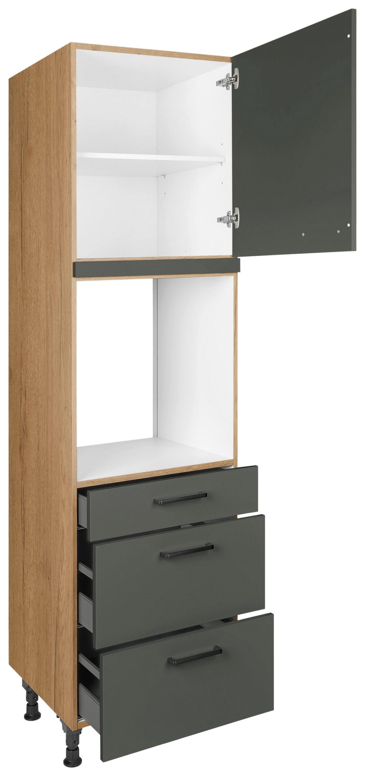 Geräteumbauschrank Easytouch Grün - Eichefarben/Schwarz, MODERN, Holzwerkstoff/Metall (60/216,6/58cm) - Nobilia