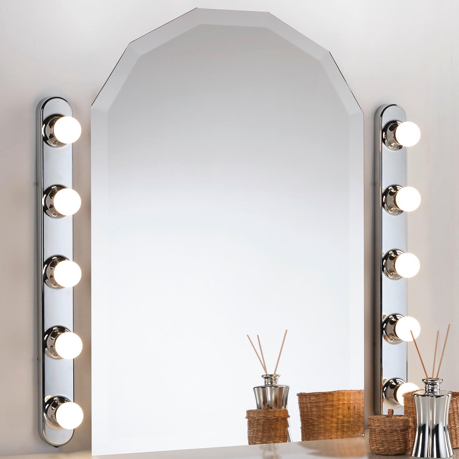 Spiegelleuchte Hollywood Chromfarben max. 6 Watt - Chromfarben, KONVENTIONELL, Kunststoff (5/5/60cm)