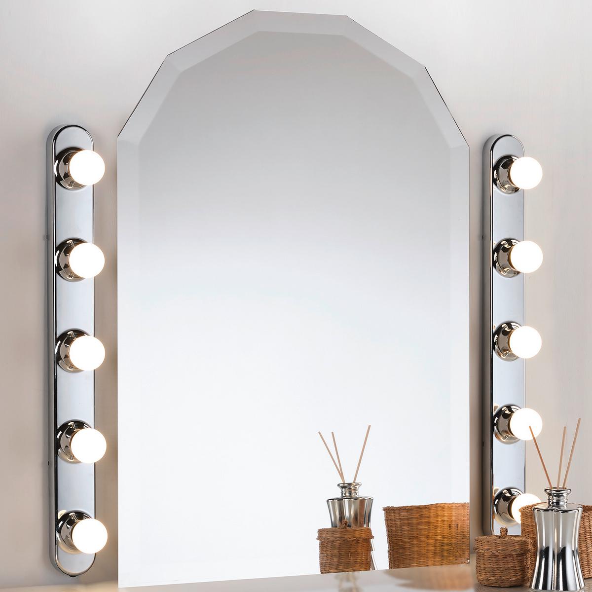 Spiegelleuchte Hollywood Chromfarben max. 6 Watt - Chromfarben, KONVENTIONELL, Kunststoff (5/5/60cm)