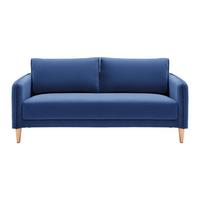 Sofa Livia Blau Samt - Dunkelblau/Naturfarben, MODERN, Holz/Textil (176/78/76cm) - Bessagi Home