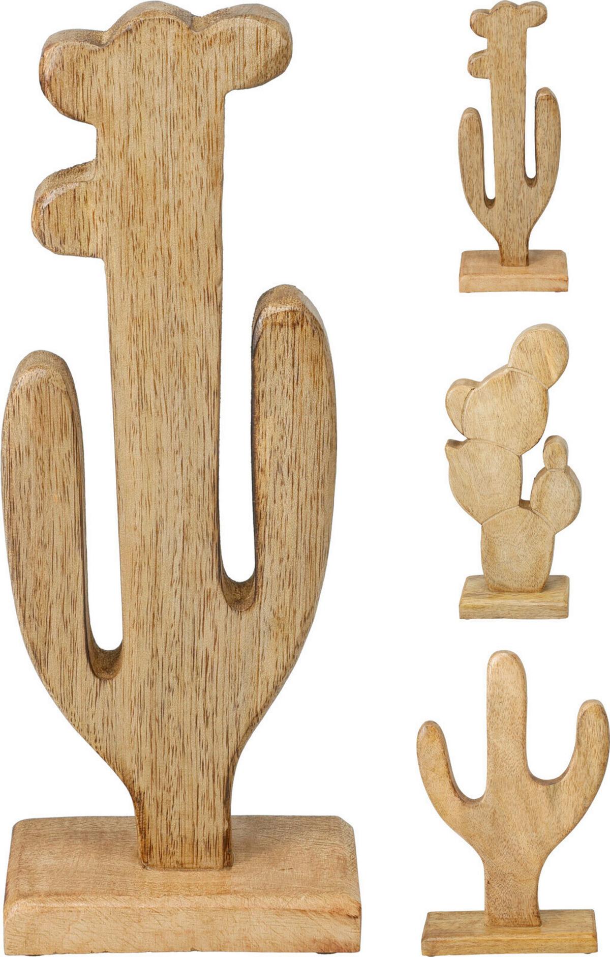 Dekor Kaktusz Cactus - natúr színű, fa (10/6/29,5cm)