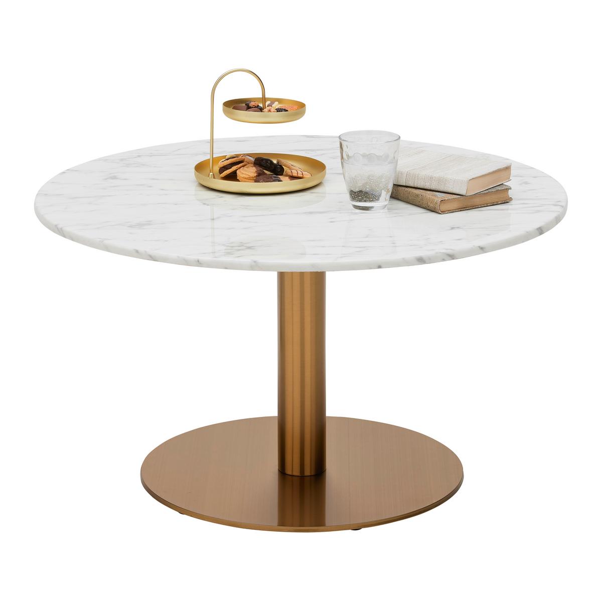 Măsuță de cafea BURSA - alb/auriu, Modern, metal/piatră (80/45cm) - Premium Living