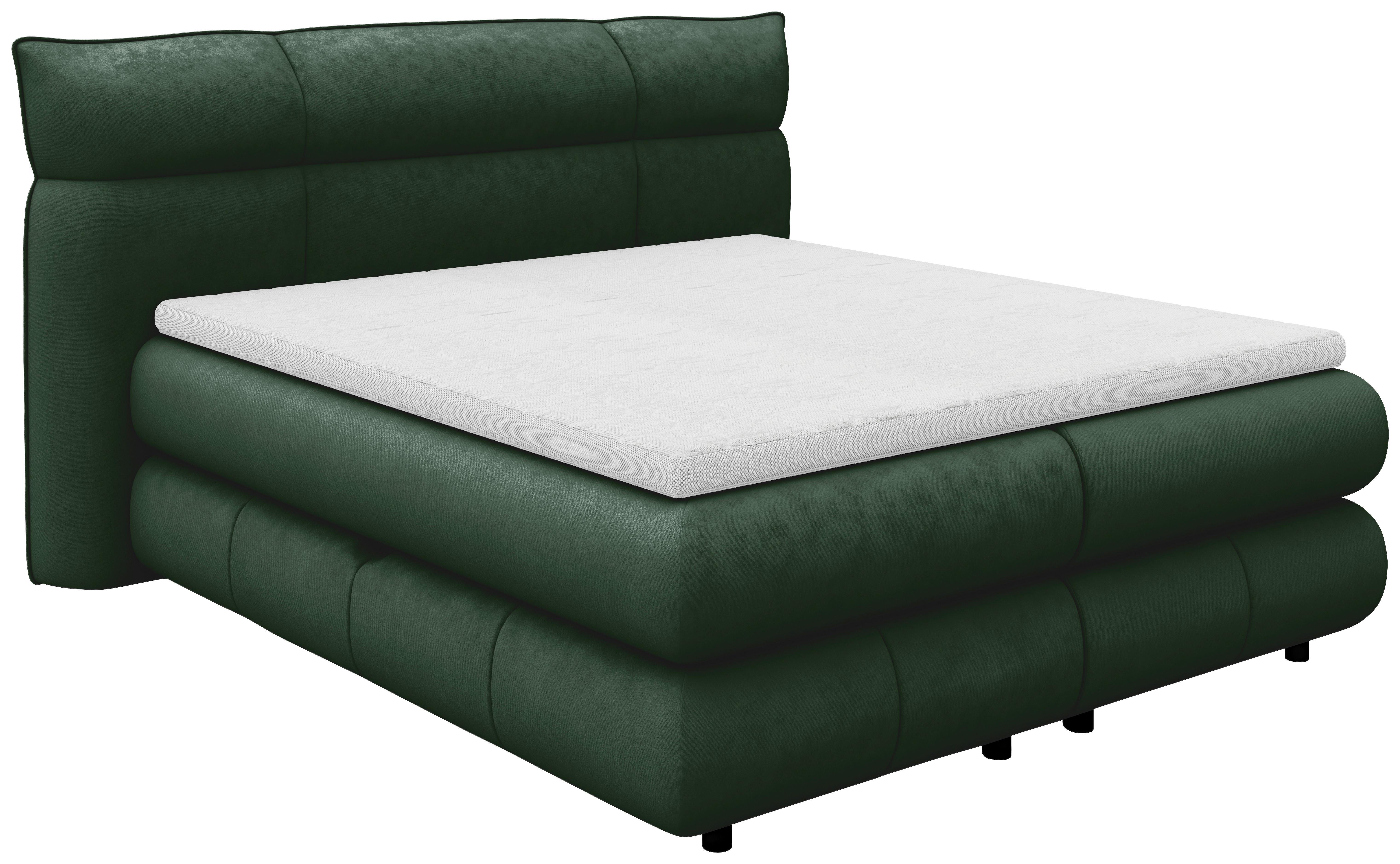 Boxspring Krevet Caramelo - tamno zelena/crna, Trend, tekstil/plastika (140/200cm) - Premium Living
