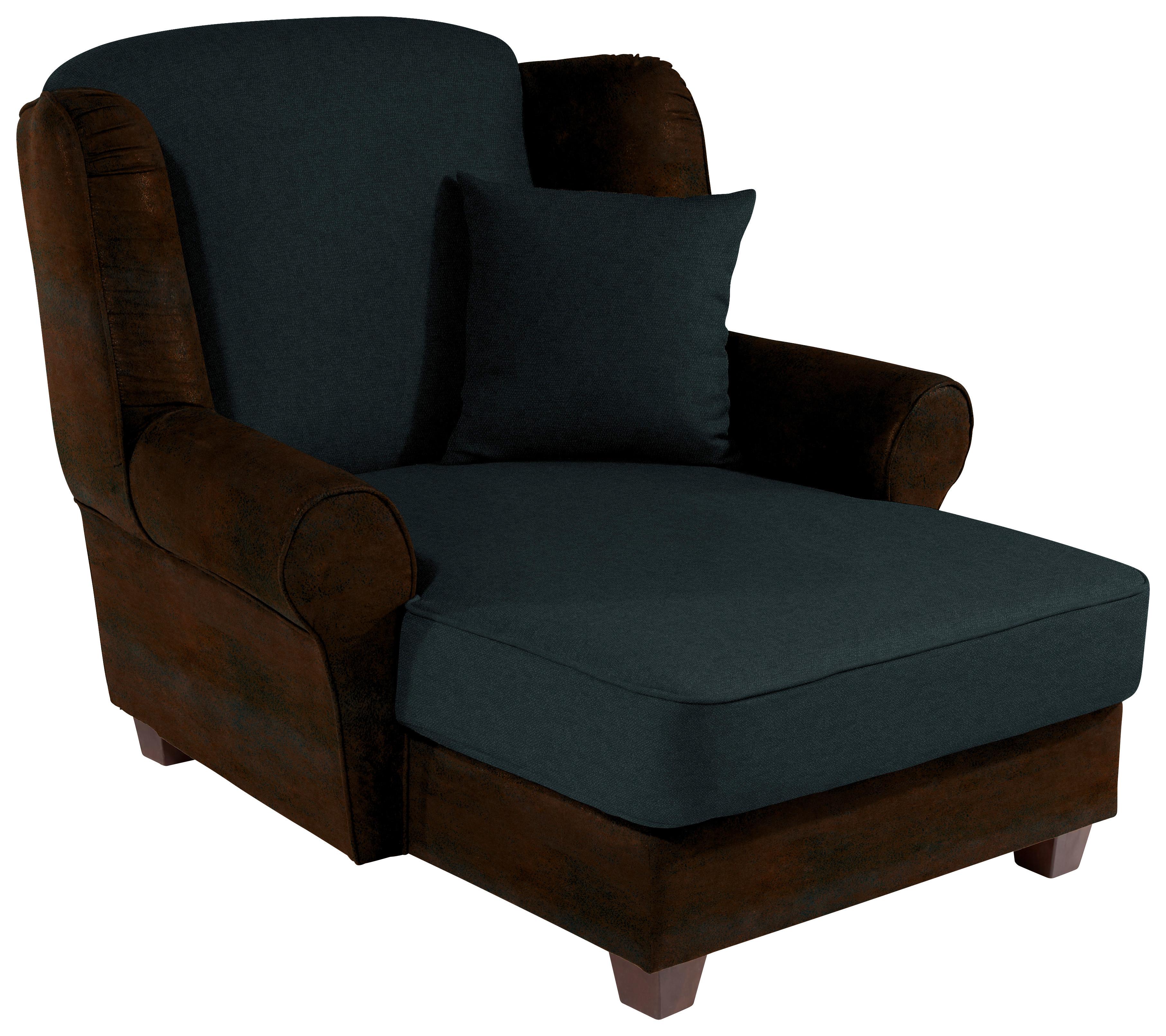 Fotelja Living - tamno smeđa/crna, Romantik / Landhaus, drvo/tekstil (120/98cm) - Modern Living