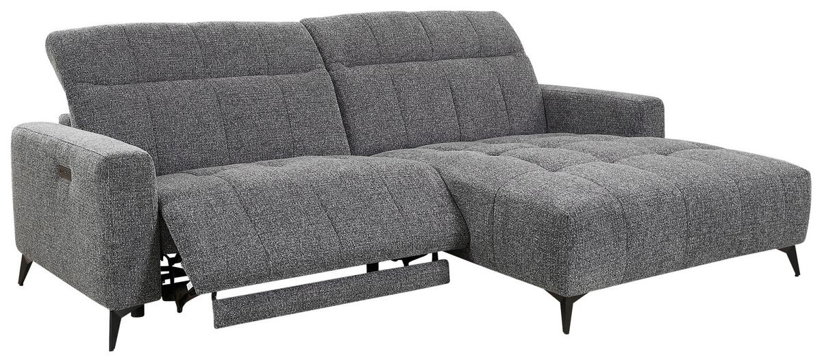 Wohnlandschaft Milano Graphitfarben - Graphitfarben/Schwarz, Modern, Holz/Textil (254/82-105/177cm) - Based