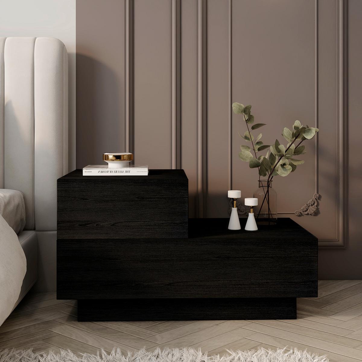 NACHTTISCH KAYRA NACHTTISCH - Schwarz, Design, Holzwerkstoff (70/39/30cm) - Livetastic