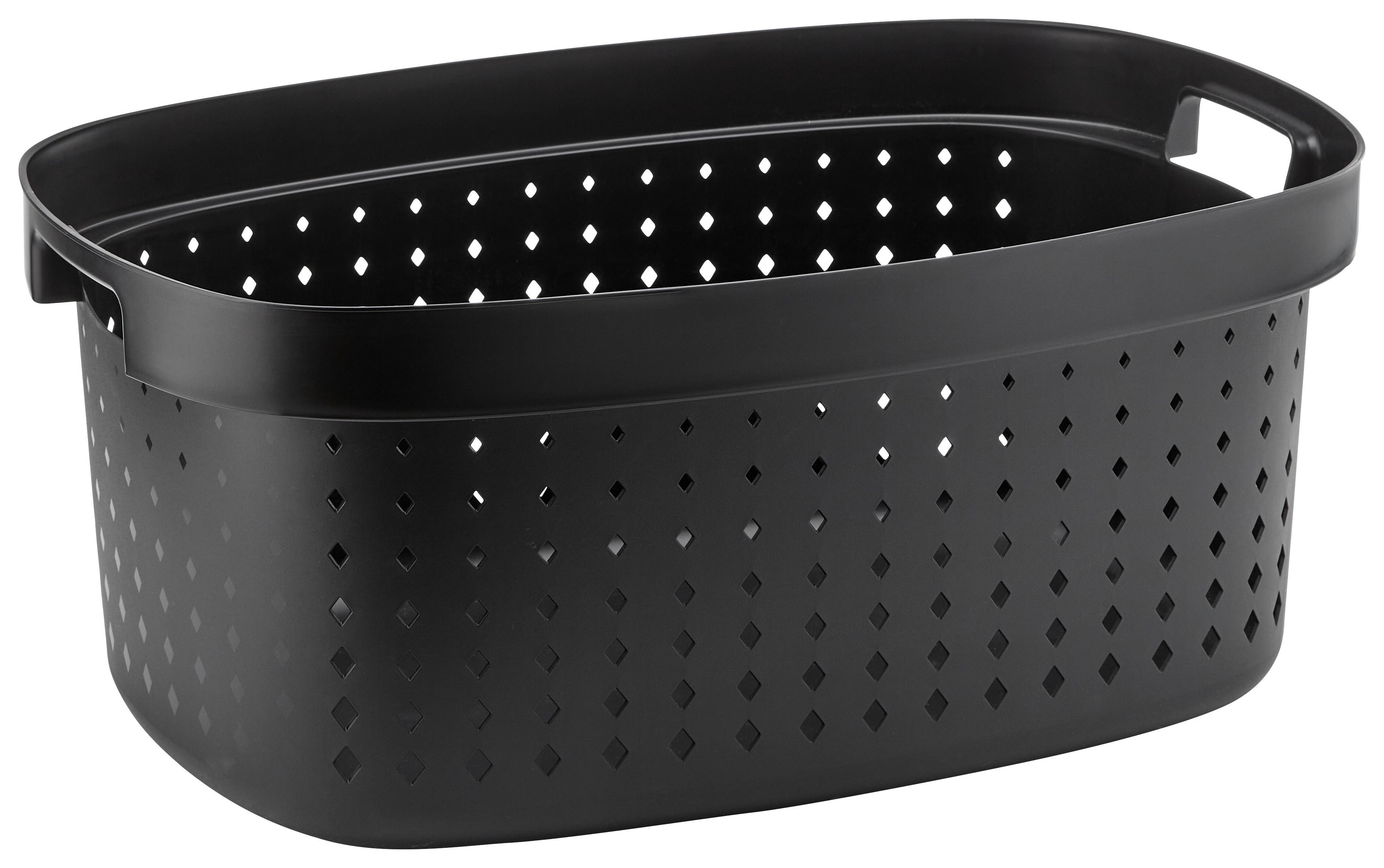 Wäschekorb Seoul in Schwarz ca. 42l - Schwarz, MODERN, Kunststoff (59/39/25,5cm) - Premium Living