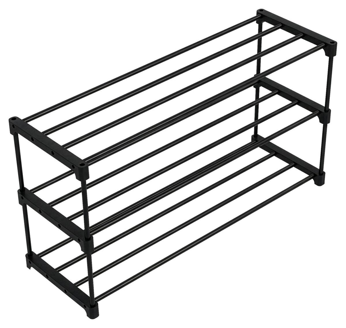 Etajeră încălțăminte GRANDO - negru, Konventionell, plastic/metal (94/194/30cm) - Based