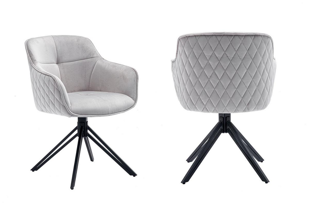 Naslanjač Samt, Svetlo Siva, Vrtljiv - črna/svetlo siva, Moderno, kovina/tekstil (59/83/60cm) - MID.YOU