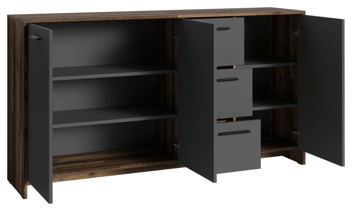 Sideboard Ben in Anthrazit/Eiche Artisan - Anthrazit/Eiche Artisan, MODERN, Holzwerkstoff/Kunststoff (153/83/35cm) - MID.YOU