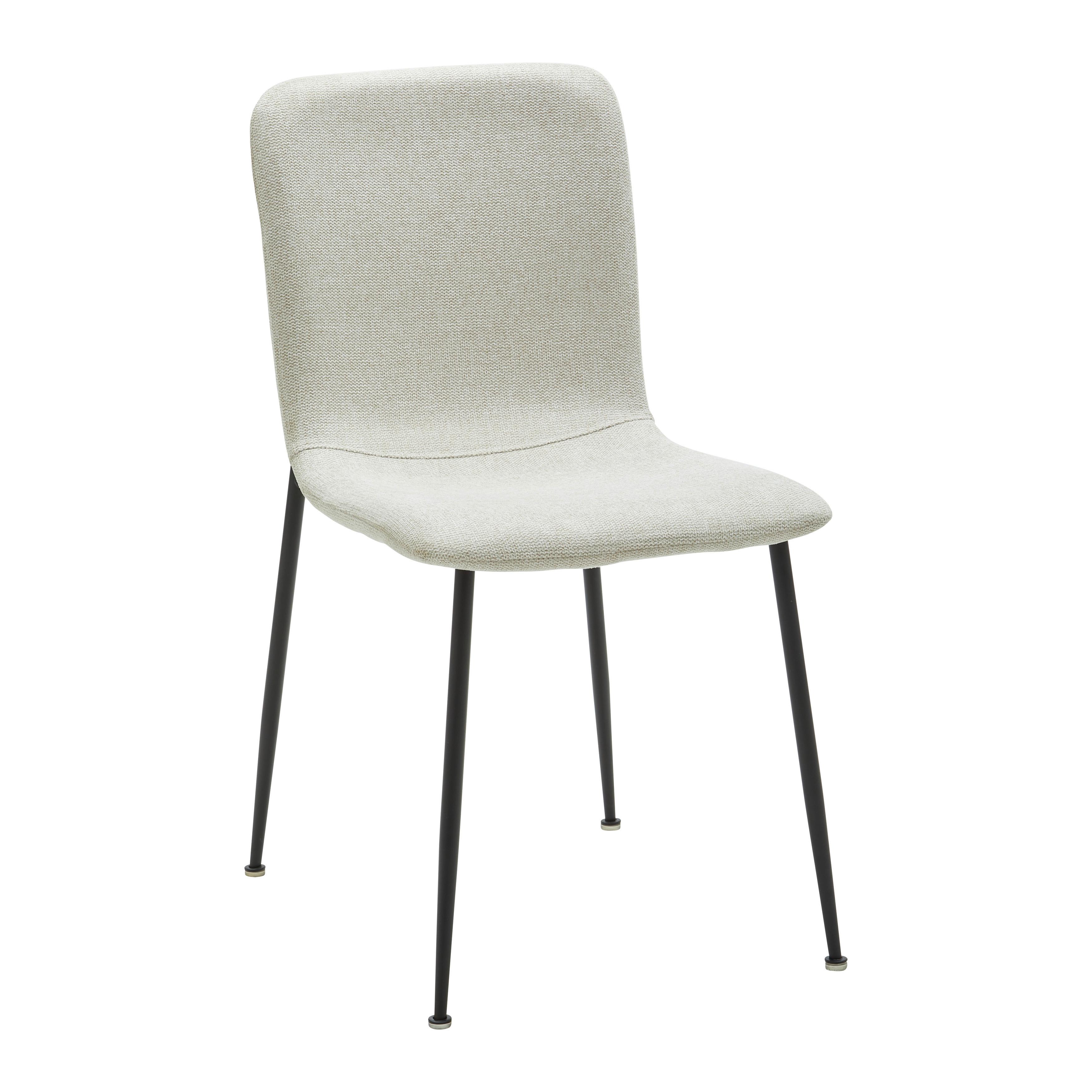 Stuhl Nele Beige Leinenoptik Gepolstert - Beige/Schwarz, MODERN, Holz/Textil (43/83/56cm) - Bessagi Home