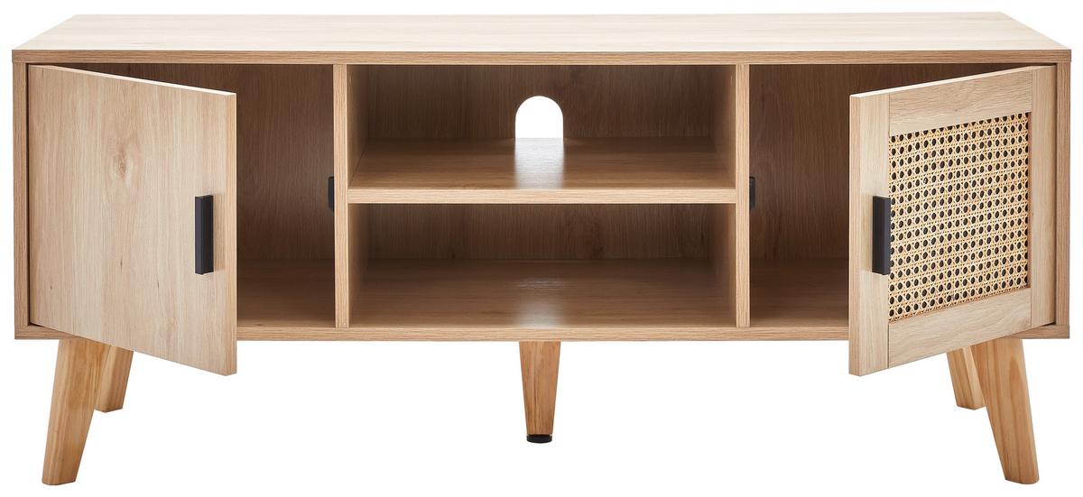 KOMODA NISKA WAIMEA - kolor naturalny, Modern, materiał drewnopochodny/drewno (120/50/40cm) - PBJ