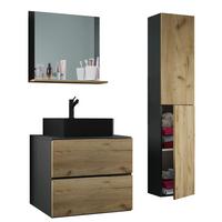 BADEZIMMER LENDAS BL L - Honigeiche/Anthrazit, Modern, Glas/Keramik (94cm) - MID.YOU